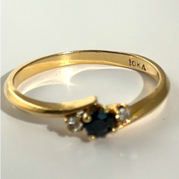 10k real solid gold real Diamonds and real blue topaz size 6​ - Picture 3 of 7